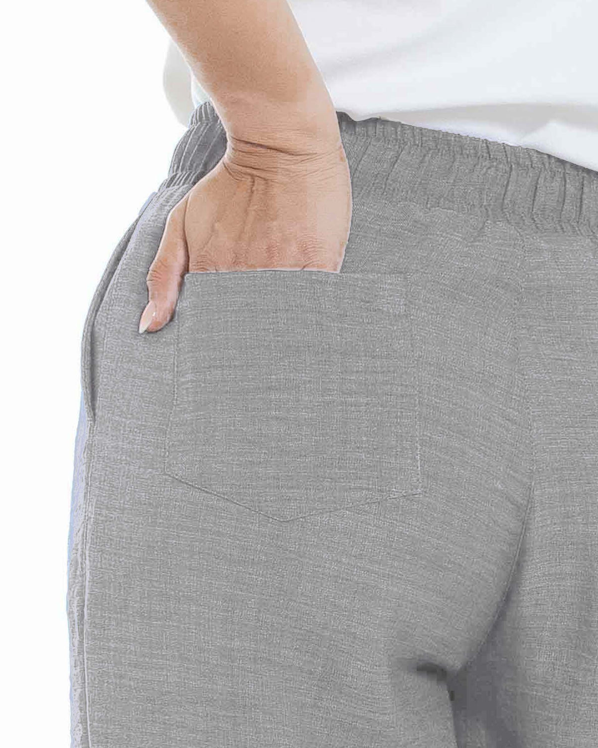Pantalón jaspeado bota ancha tipo Chambray