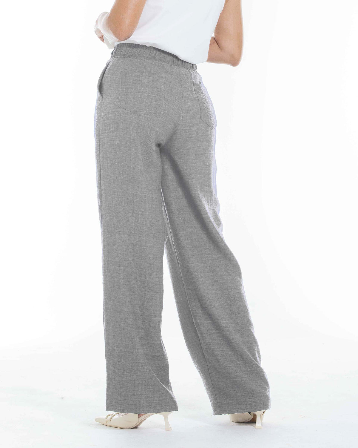 Pantalón jaspeado bota ancha tipo Chambray